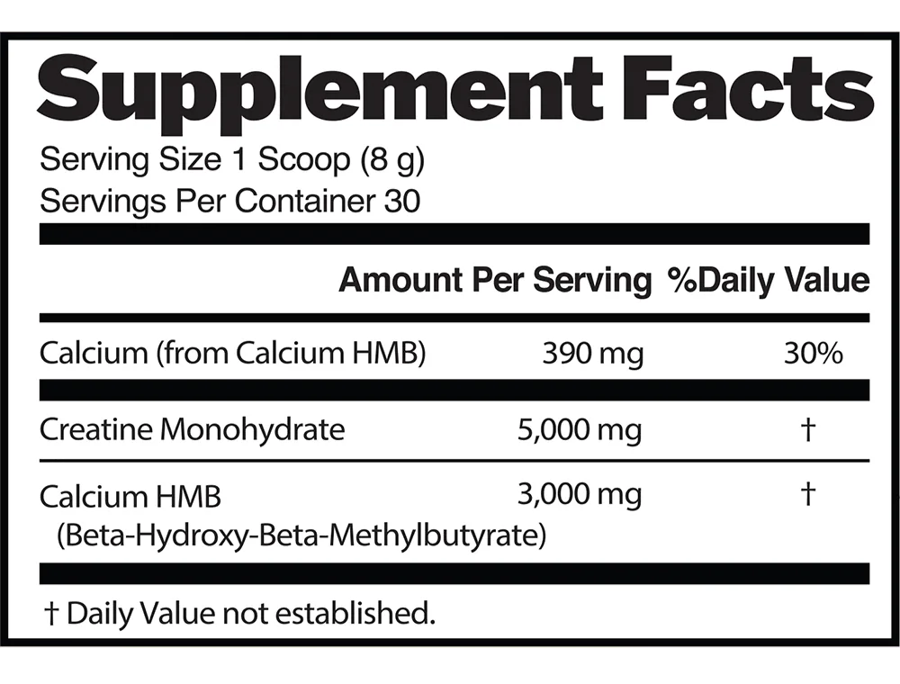 LiveGood Creatine HMB supplement and muscle recovery support facts