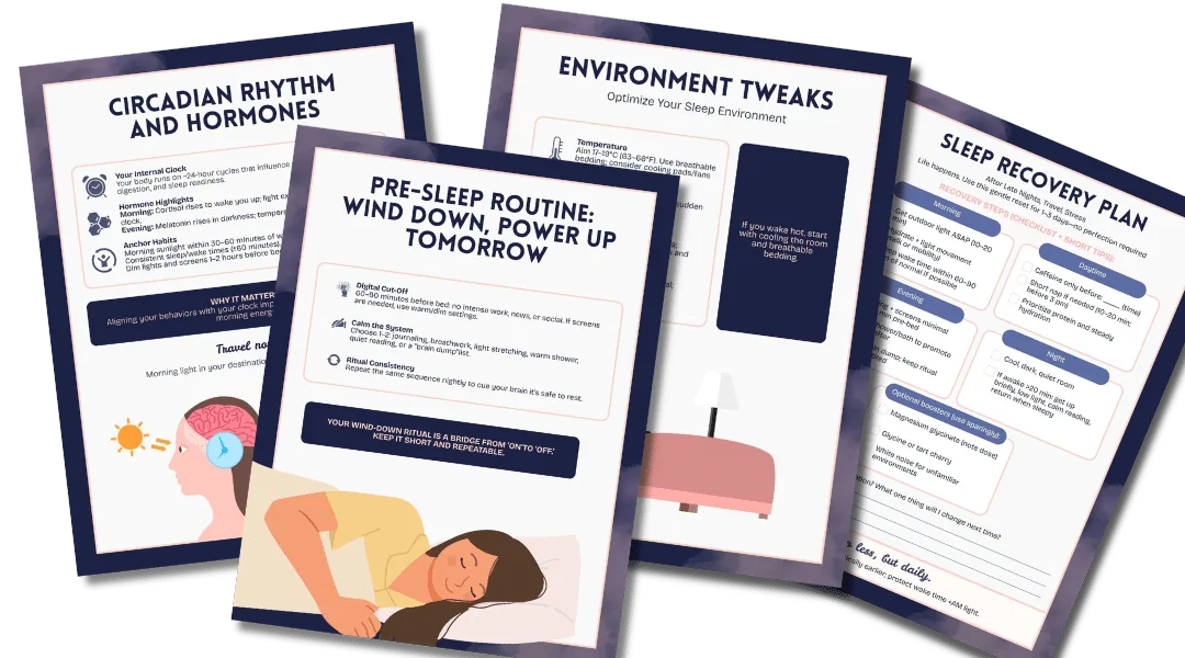 workbook pages for creating a sustainable sleep routine and healthy bedtime habits